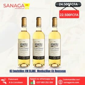 Pack de 3 bouteilles de vin blanc Monbazillac Ch Rousseau